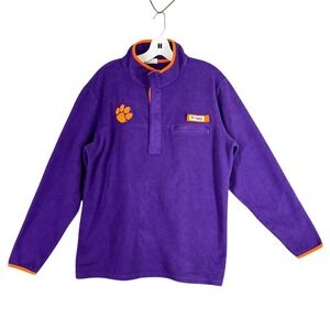 columbia clemson fleece pullover‎ m quarter snap embroidered paw college gear